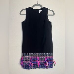 Milly Minis black shift dress with tweed bottom size 14 Girl